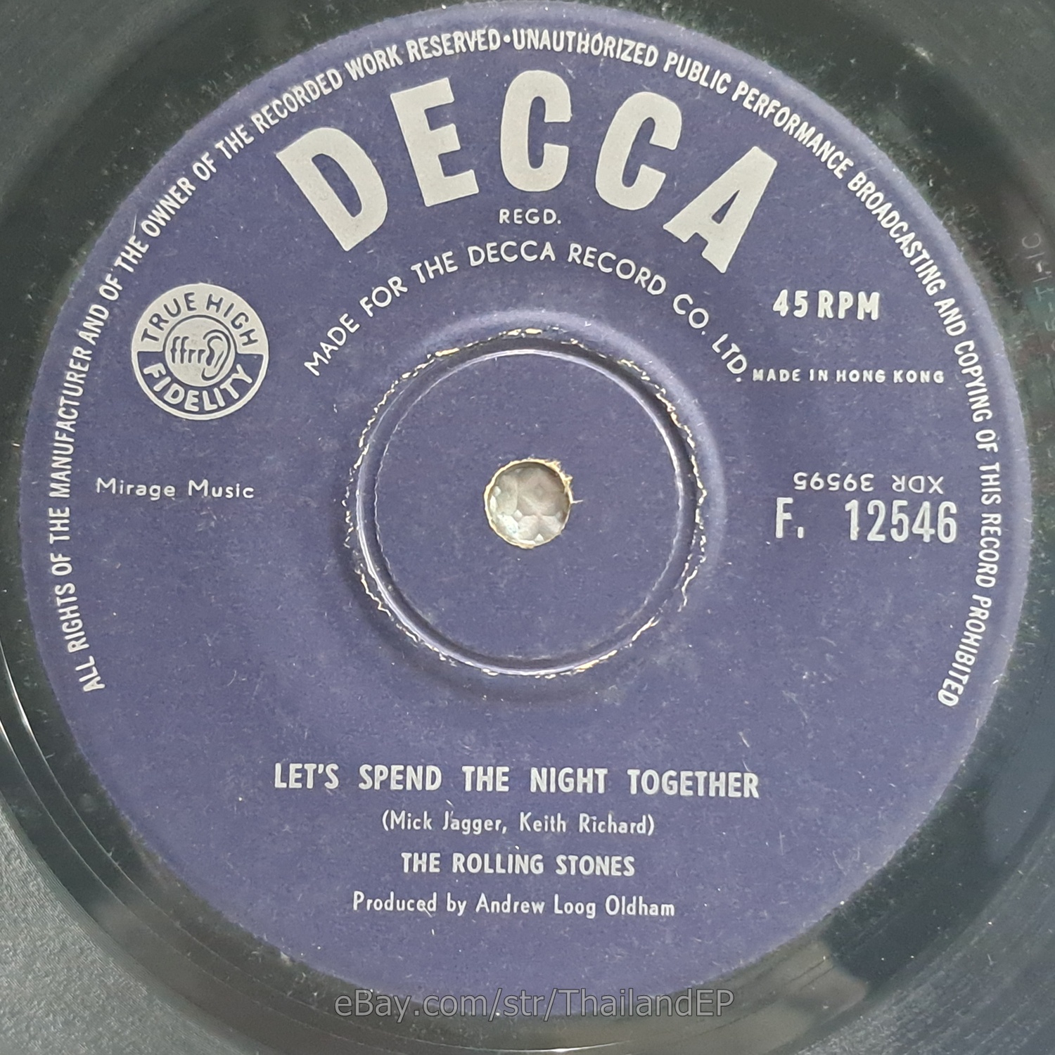 The Rolling Stones - Let's Spend The Night Together (F. 12546) 7" Thai EP