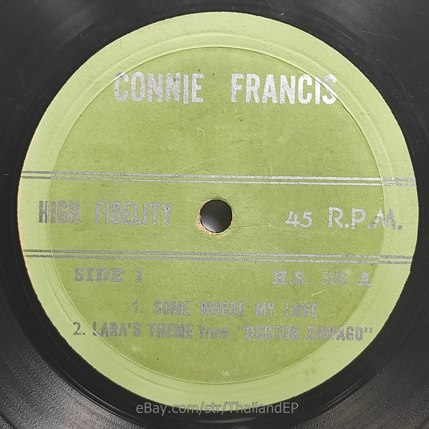 Connie Francis - SOME WHERE MY LOVE (H.S. 508) 7" Thai EP